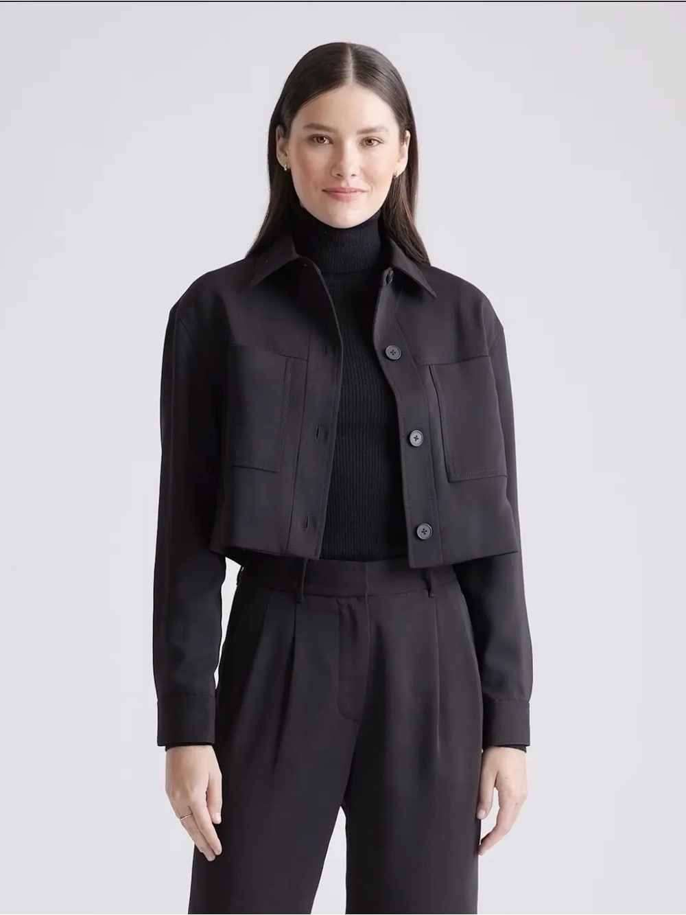 Quince Crepe Stretch Cropped Jacket
